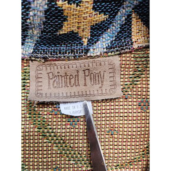 VtgPainted Pony Stephanie Stouffer Celebration Frog Tapestry Jacket Large Women - Picture 3 of 9